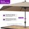 PURPLE LEAF Aluminum Outdoor Market Umbrella Patio Table Umbrella