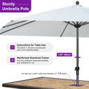 PURPLE LEAF Aluminum Patio Table Umbrella Heavy Duty Market Umbrella with Base
