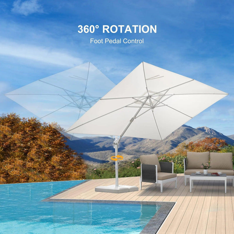 PURPLE LEAF Outdoor Patio Umbrella with Base, Best White Cantilever Umbrellas