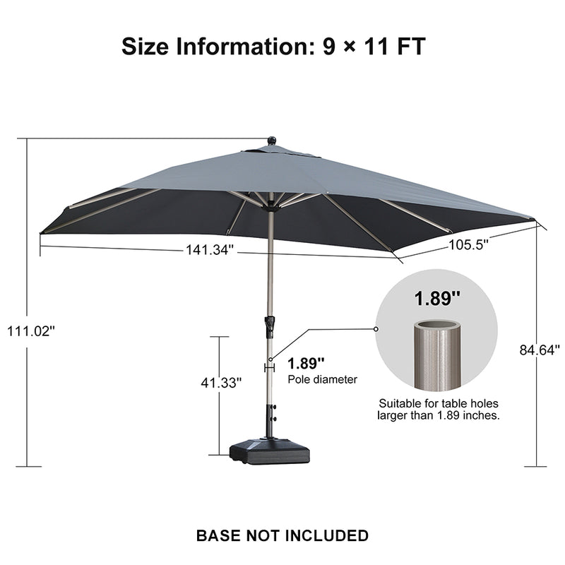 PURPLE LEAF Deluxe Aluminum Market Umbrella, Outdoor Table Umbrella for Patio, Porch