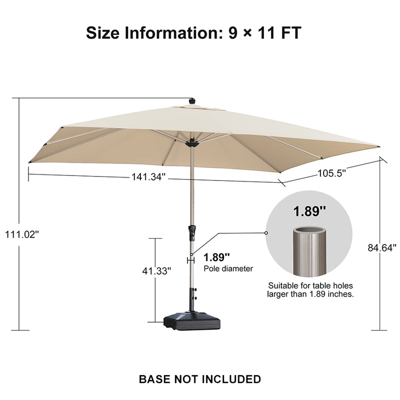 PURPLE LEAF Deluxe Aluminum Market Umbrella, Outdoor Table Umbrella for Patio, Porch
