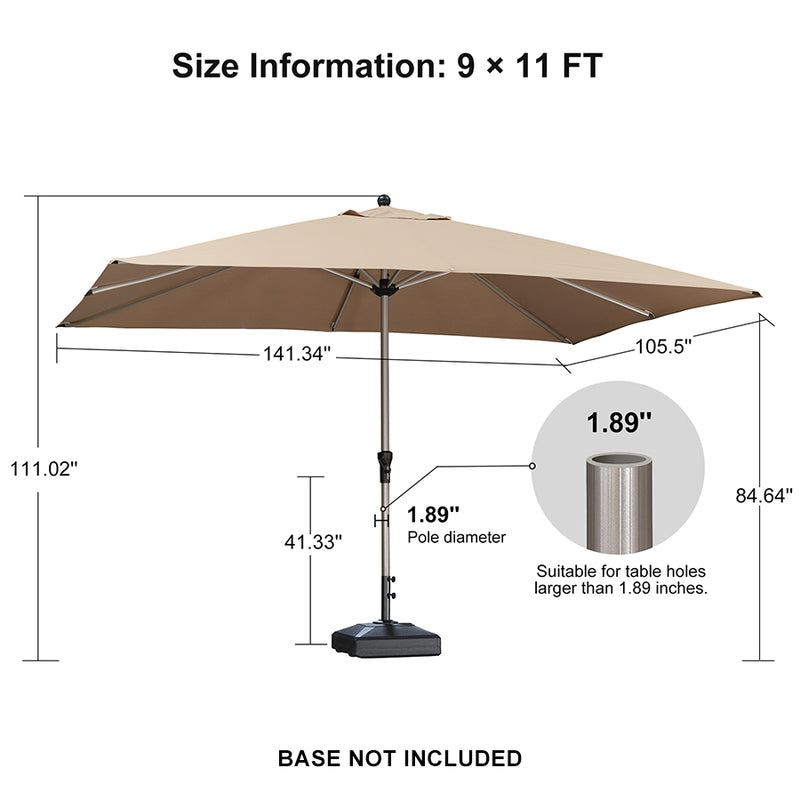 PURPLE LEAF Deluxe Aluminum Market Umbrella, Outdoor Table Umbrella for Patio, Porch