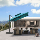 PURPLE LEAF Offset Cantilever Patio Umbrella with Charcoal Metal Frame, Vented Canopy for Yard Garden