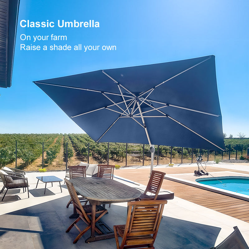 PURPLE LEAF Large Rectangular Porch Umbrella Outside Cantilever Patio Yard Umbrella