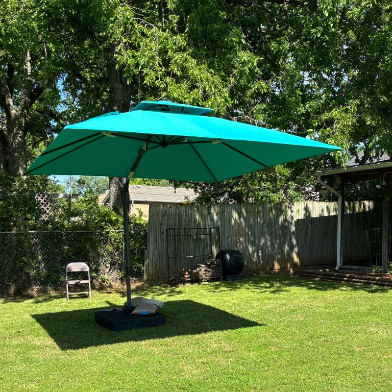 PURPLE LEAF Cantilever Patio Umbrella Gray Pole Outdoor Umbrella with UV Protection