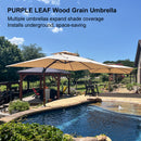 PURPLE LEAF 9 x 12 / 10 x 13 ft Rectangular Patio Umbrella Aluminum Cantilever Umbrella in Wood Color