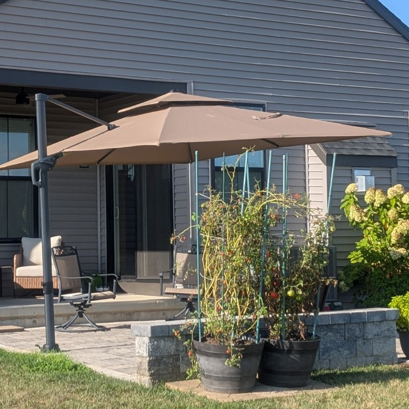 PURPLE LEAF Cantilever Patio Umbrella Gray Pole Outdoor Umbrella with UV Protection