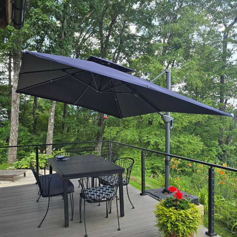 PURPLE LEAF Cantilever Patio Umbrella Gray Pole Outdoor Umbrella with UV Protection