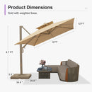 PURPLE LEAF Champagne Gold Cantilever Patio Umbrella with Base, Provence Series