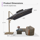 PURPLE LEAF Champagne Gold Cantilever Patio Umbrella with Base, Provence Series