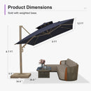 PURPLE LEAF Champagne Gold Cantilever Patio Umbrella with Base, Provence Series