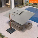 PURPLE LEAF SUNBRELLA Cantilever Umbrella Deluxe Wood Pattern Patio Umbrella