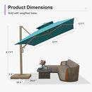 PURPLE LEAF Champagne Gold Cantilever Patio Umbrella with Base, Provence Series