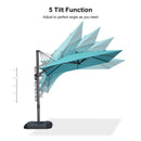 PURPLE LEAF Lateral Tilt Patio Umbrella with Base, 360° Swivel Cantilever Umbrella with Stand
