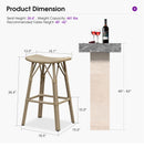 PURPLE LEAF Outdoor Bar Stools Set of 2 Backless Rattan Barstools with Saddle Seat and Footrest All Weather Aluminum Bar Chairs for Patio Kitchen Island Pool Balcony