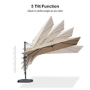PURPLE LEAF Lateral Tilt Patio Umbrella with Base, 360° Swivel Cantilever Umbrella with Stand