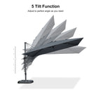 PURPLE LEAF Lateral Tilt Patio Umbrella with Base, 360° Swivel Cantilever Umbrella with Stand