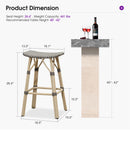 PURPLE LEAF Outdoor Bar Stools Set of 2 Backless Rattan Barstools with Saddle Seat and Footrest All Weather Aluminum Bar Chairs for Patio Kitchen Island Pool Balcony