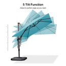 PURPLE LEAF Lateral Tilt Patio Umbrella with Base, 360° Swivel Cantilever Umbrella with Stand