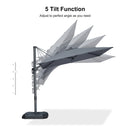 PURPLE LEAF Lateral Tilt Patio Umbrella with Base, 360° Swivel Cantilever Umbrella with Stand