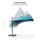 PURPLE LEAF Lateral Tilt Patio Umbrella with Base, 360° Swivel Cantilever Umbrella with Stand
