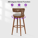 PURPLE LEAF Outdoor Swivel Bar Stools Set of 2 Metal Modern Rattan Bar Chairs with Backrest Aluminum Woven Barstools with Cushions