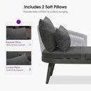 PURPLE LEAF Patio Chaise Lounge Elegant Aluminum Outdoor Lounge Chair with Pillow & Lumbar Support PE Rattan Backrest All Weather for Lawn Beach Backyard