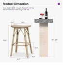 PURPLE LEAF Outdoor Bar Stools Set of 2 Backless Rattan Barstools with Saddle Seat and Footrest All Weather Aluminum Bar Chairs for Patio Kitchen Island Pool Balcony