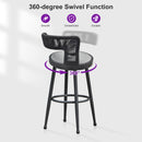 PURPLE LEAF Outdoor Swivel Bar Stools Set of 2 Metal Modern Rattan Bar Chairs with Backrest Aluminum Woven Barstools with Cushions