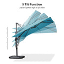 PURPLE LEAF Lateral Tilt Patio Umbrella with Base, 360° Swivel Cantilever Umbrella with Stand
