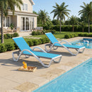 PURPLE LEAF Patio Chaise Lounge Chair Outdoor Plastic Textilene Sun Bathing Recliner Tanning Pool Lounger with 6 Adjustable Position for Outside Beach in-Pool Lawn Poolside