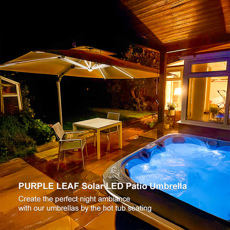 PURPLE LEAF Rectangle Outdoor Patio Umbrellas with Lights