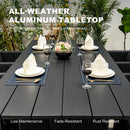 PURPLE LEAF Sanori Outdoor Dining Set Weather-Resistant Aluminum Table and Chairs Set with Backrest Pillow and Olefin Cushions for Deck