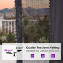 PURPLE LEAF Metal Gazebo Double Roof Wood Grain Aluminum Frame with Curtains and Netting