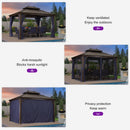 PURPLE LEAF Outdoor Hardtop Gazebo for Patio Bronze Aluminum Frame Pavilion with Navy-Blue Curtain