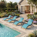 PURPLE LEAF Patio Chaise Lounge Set Outdoor Beach Pool Sunbathing Lawn Lounger Recliner Chair Outside Chairs with Side Table Included
