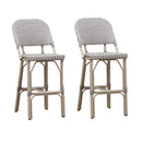 PURPLE LEAF Outdoor Bar Height Stools Set of 2 French Country Patio Rattan Bar Stool Chairs Outdoor Armless Barstools for Porch Garden Indoor Kitchen