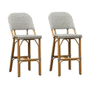 PURPLE LEAF Outdoor Bar Height Stools Set of 2 French Country Patio Rattan Bar Stool Chairs Outdoor Armless Barstools for Porch Garden Indoor Kitchen
