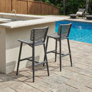 PURPLE LEAF Patio Counter Height Bar Stools Set of 2 Metal Bar Chairs with Back Wicker Woven Stools for Kitchen Island Pool Garden Outdoor Barstools