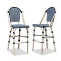 OPEN BOX I PURPLE LEAF French Counter Height Bar Height Stool Set of 2, Patio Bar Chairs with Back Rattan, French Bistro Set