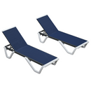 Clearance-PURPLE LEAF Patio Chaise Lounge Plastic Pool Outdoor Lounge Chair with Aluminum Frame Stackable Patio Tanning Chairs for Poolside Sunbathing Beach Deck Yard