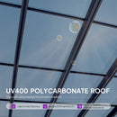PURPLE LEAF Wall Mounted Gazebo with Gray Polycarbonate Roof Aluminum Frame Patio Cover for Porch