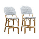PURPLE LEAF Outdoor Bar Height Stools Set of 2 French Country Patio Rattan Bar Stool Chairs Outdoor Armless Barstools for Porch Garden Indoor Kitchen