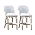 PURPLE LEAF Outdoor Bar Height Stools Set of 2 French Country Patio Rattan Bar Stool Chairs Outdoor Armless Barstools for Porch Garden Indoor Kitchen