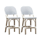 PURPLE LEAF Outdoor Bar Height Stools Set of 2 French Country Patio Rattan Bar Stool Chairs Outdoor Armless Barstools for Porch Garden Indoor Kitchen