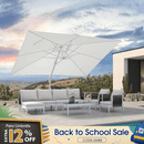 PURPLE LEAF Modern White Outdoor Umbrella Premium Aluminum Patio Cantilever Pool Sun Umbrellas