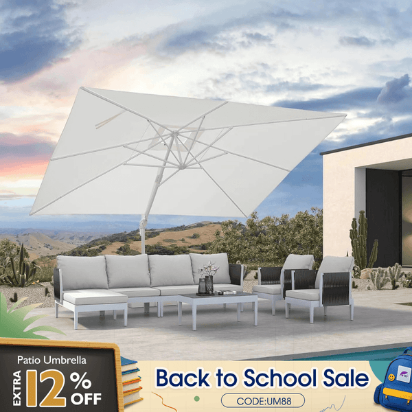 PURPLE LEAF Modern White Outdoor Umbrella Premium Cantilever Umbrellas