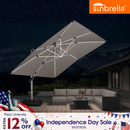 PURPLE LEAF SUNBRELLA Solar Cantilever Umbrella with Lights for Outdoor Patio