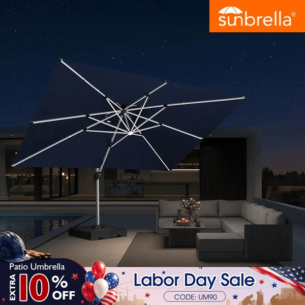 led patio umbrella sunbrella Purple Leaf Cantilever with Solar Lights and Rotate. pa_ps_Laptop/Tablet_Storage:Fits up to 17