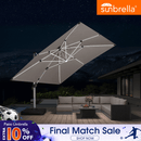 PURPLE LEAF SUNBRELLA Solar Cantilever Umbrella with Lights for Outdoor Patio